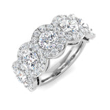 Five Stone Halo Diamond Ring 3.5ct | Round Brilliant Cluster Design | UK Hallmarked