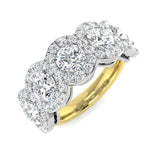 Five Stone Halo Diamond Ring 3.5ct | Round Brilliant Cluster Design | UK Hallmarked