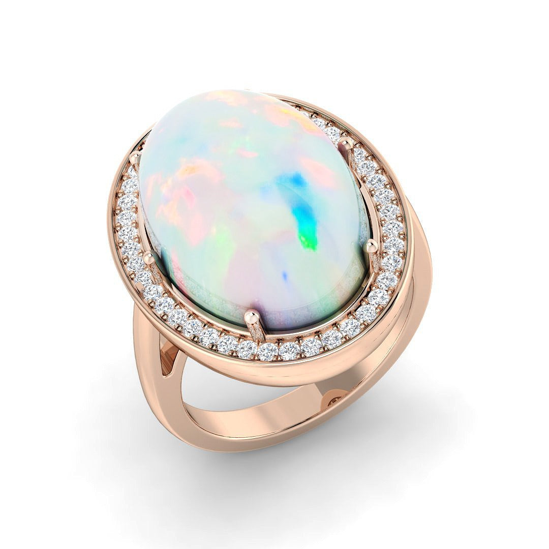 Diamond Mobtacute Opal Ring | 8.5ct | Hallmarked Gold & Platinum