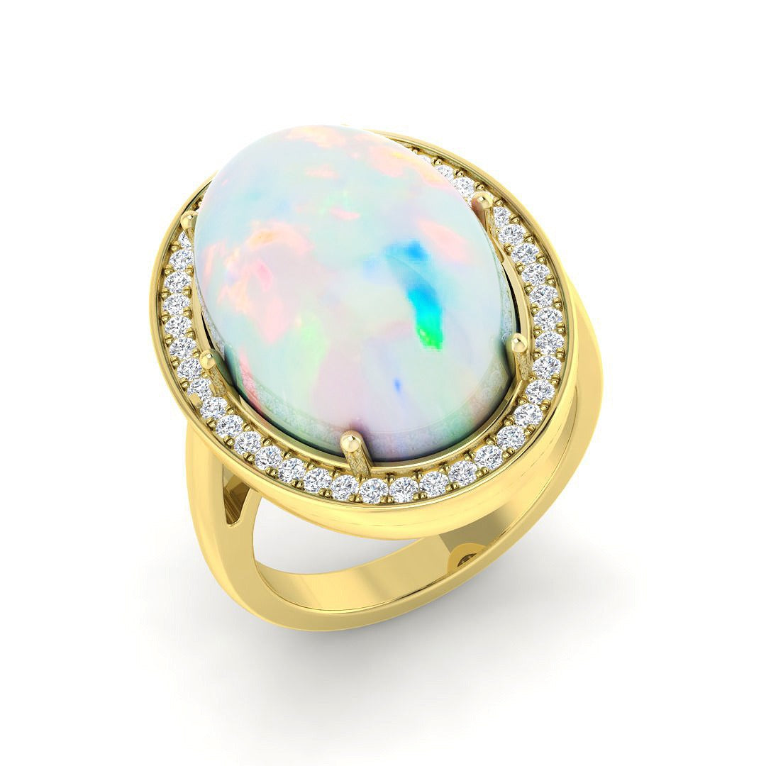 Diamond Mobtacute Opal Ring | 8.5ct | Hallmarked Gold & Platinum