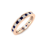 Blue Sapphire & Diamond Full Eternity Wedding Ring | UK Hallmarked