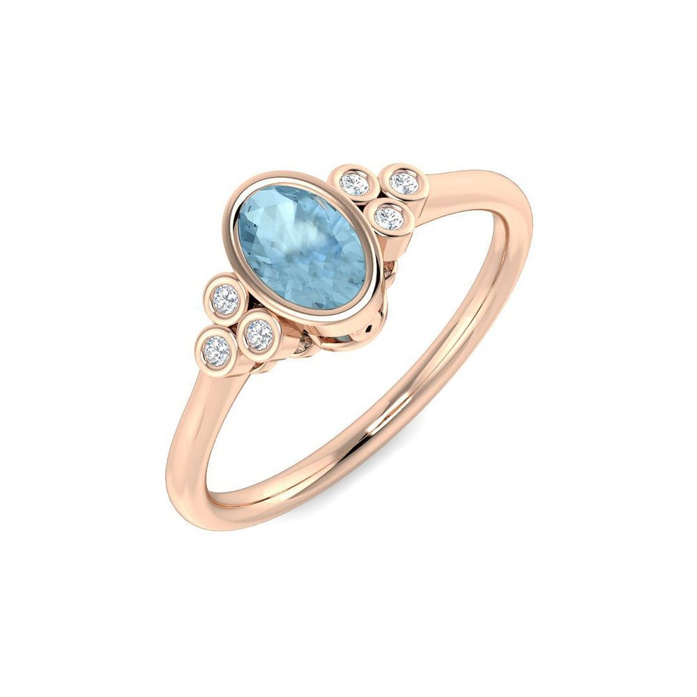 Diamond Aquamarine Ring Rose Gold