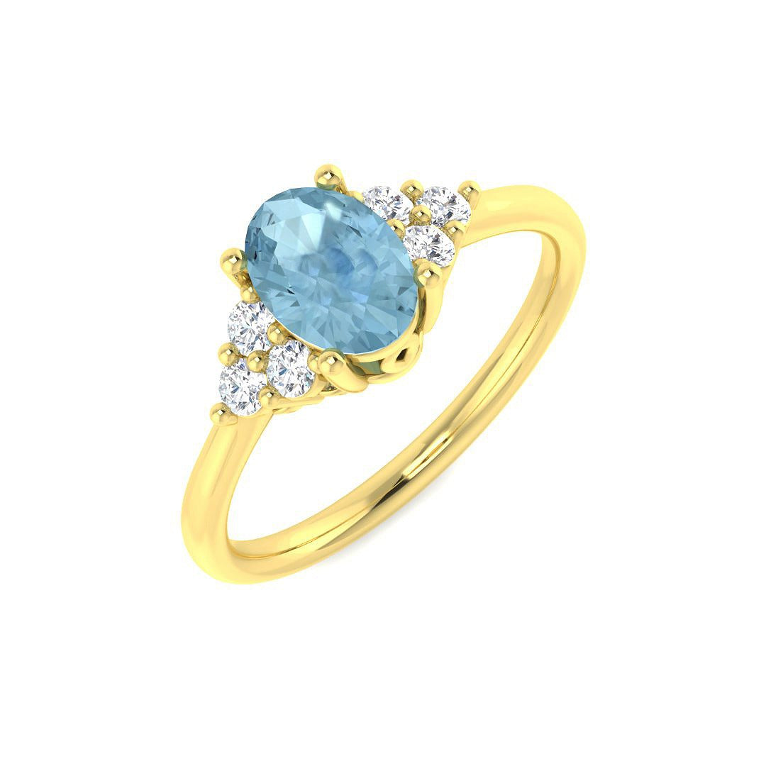 Oval Aquamarine Ring Yellow Gold