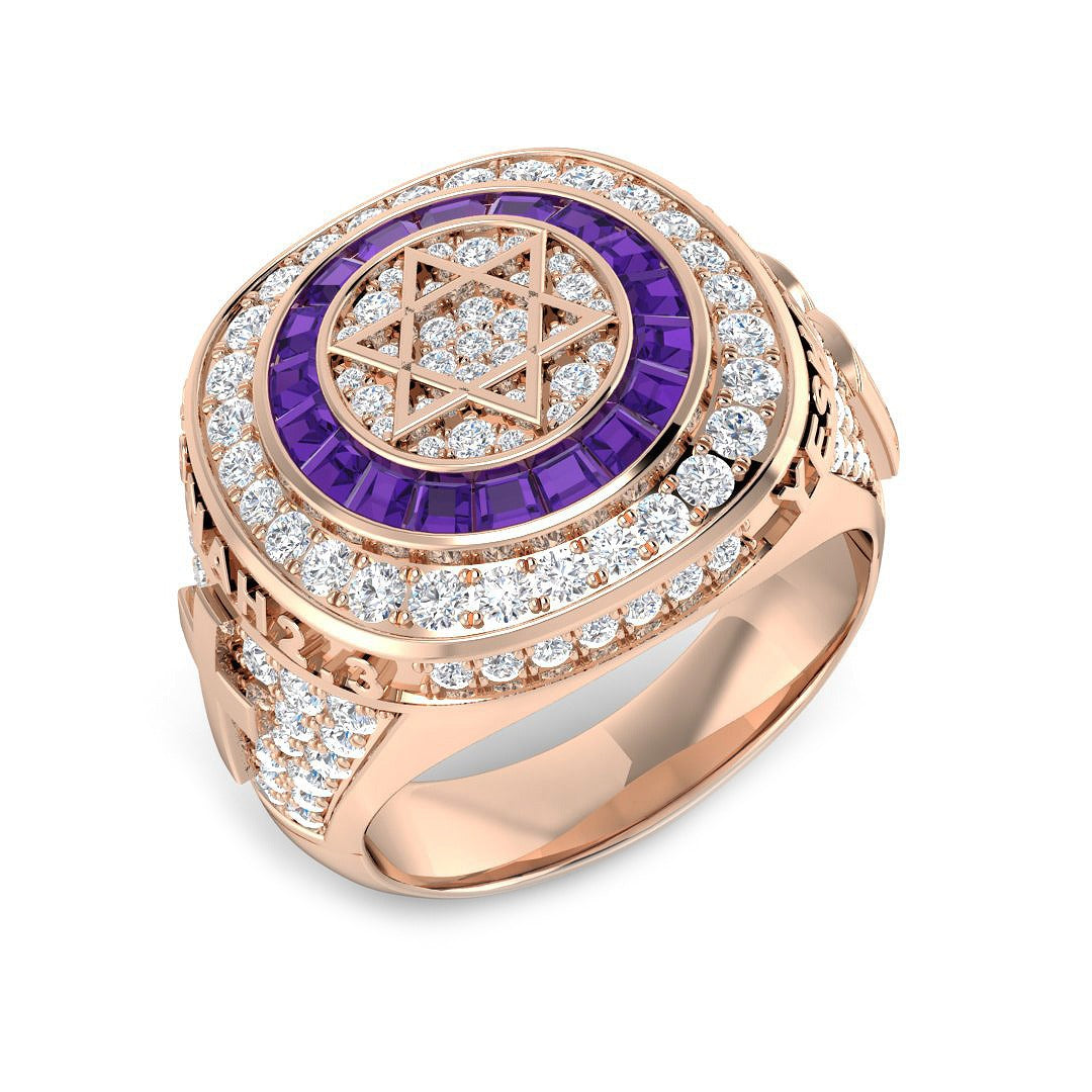 Diamond Asbemarse Amethyst Ring | 2.75ct | Hallmarked Gold & Platinum