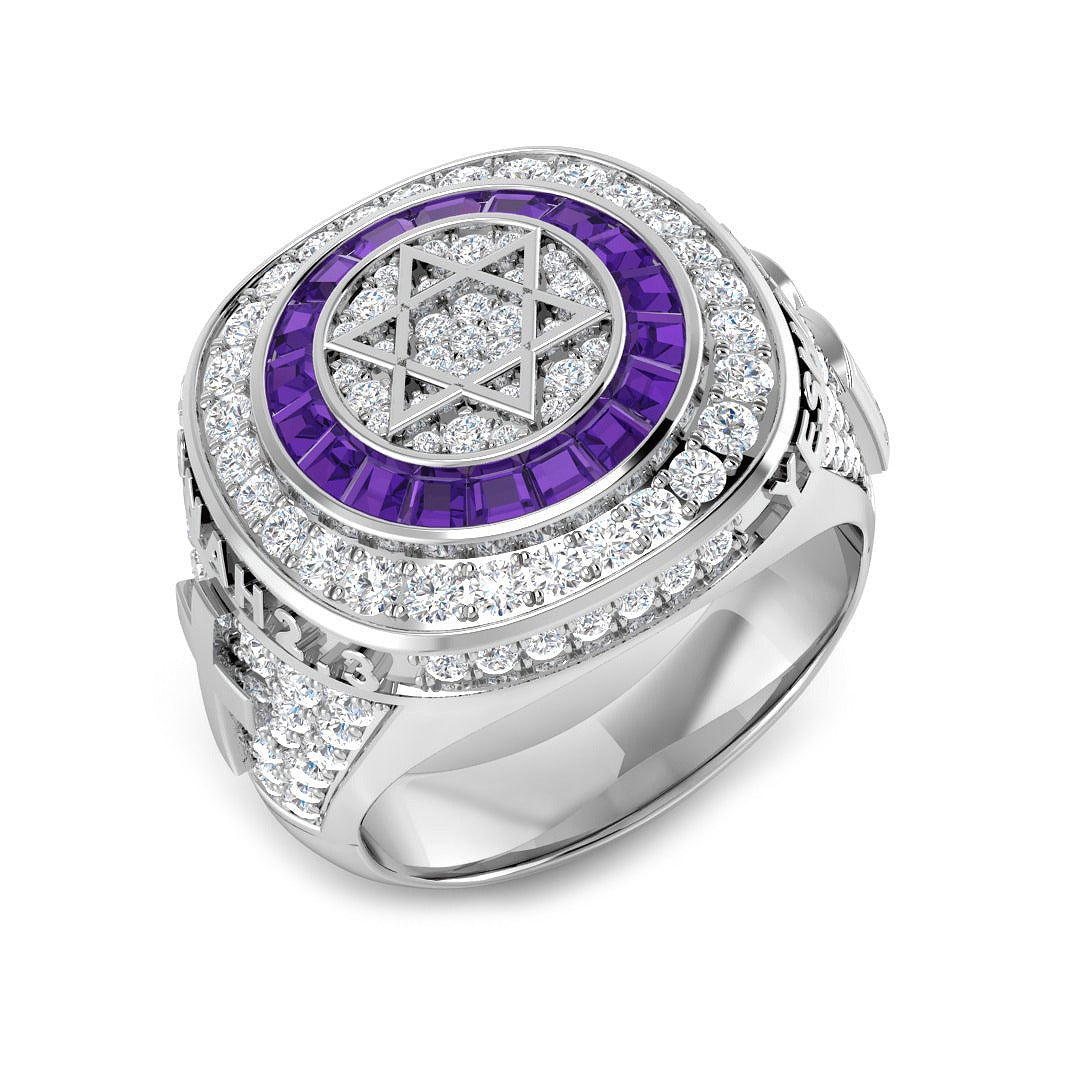 Diamond Asbemarse Amethyst Ring | 2.75ct | Hallmarked Gold & Platinum