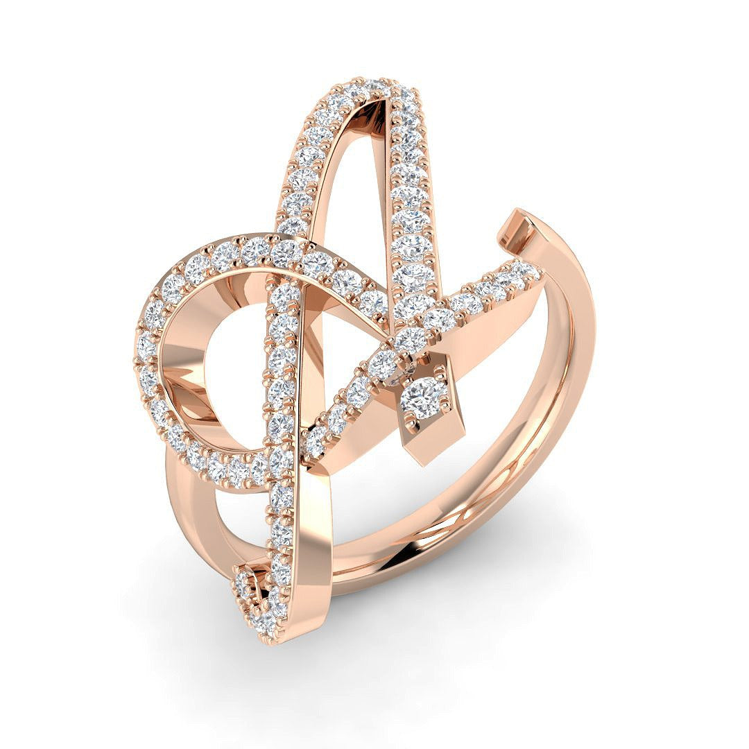 Initial “A” Diamond Ring – Lab & Natural Round Diamonds | Adjustable (A–Z)
