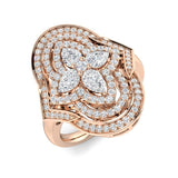 Floral Designer Diamond Statement Ring 1ct | Multi Layer Cluster | UK Hallmarked