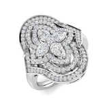 Floral Designer Diamond Statement Ring 1ct | Multi Layer Cluster | UK Hallmarked