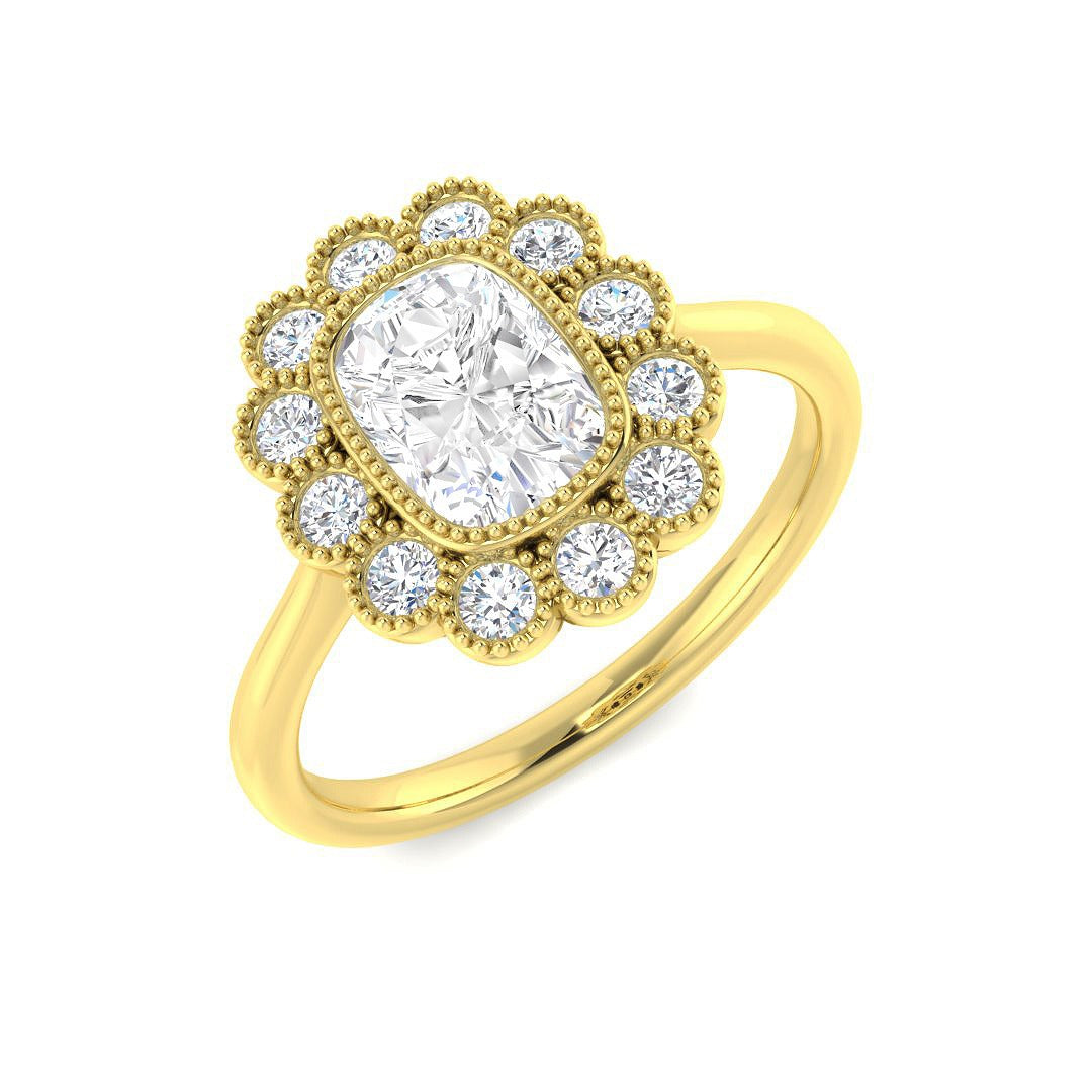 1.50Carat D-E/VS Lab Grown Diamond Vintage Engagement Ring 9k Yellow Gold Ready To Ship