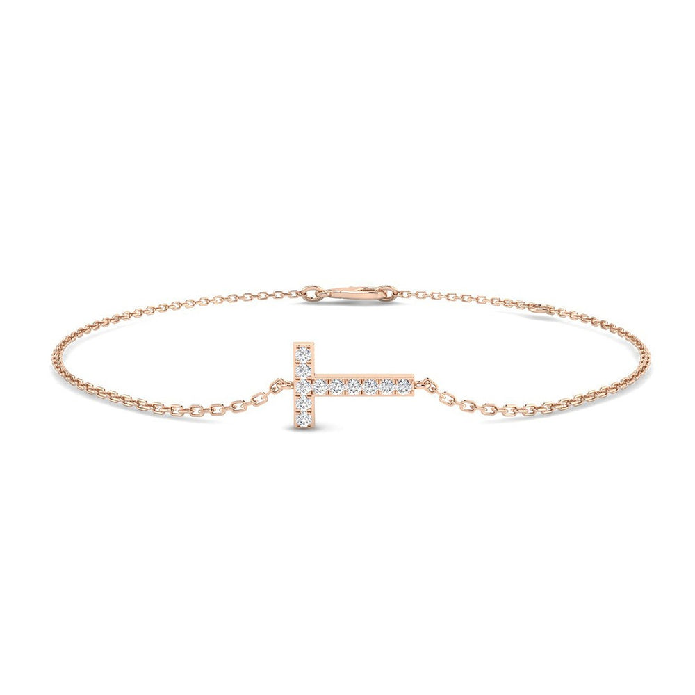 Close Up 18K Gold Diamond Letter T Jewellery
