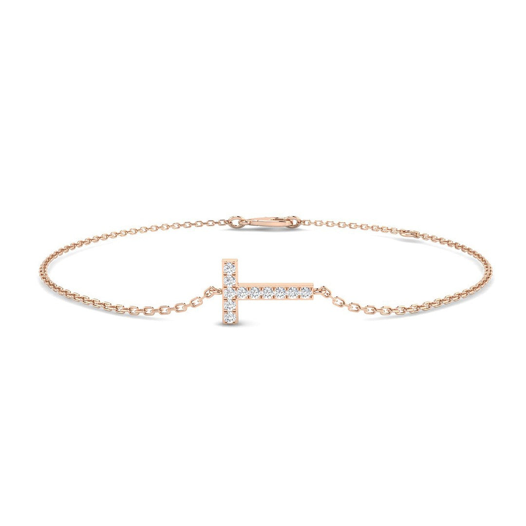 Close Up 18K Gold Diamond Letter T Jewellery