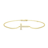 18K Yellow Gold Natural Diamond Initial T Bracelet