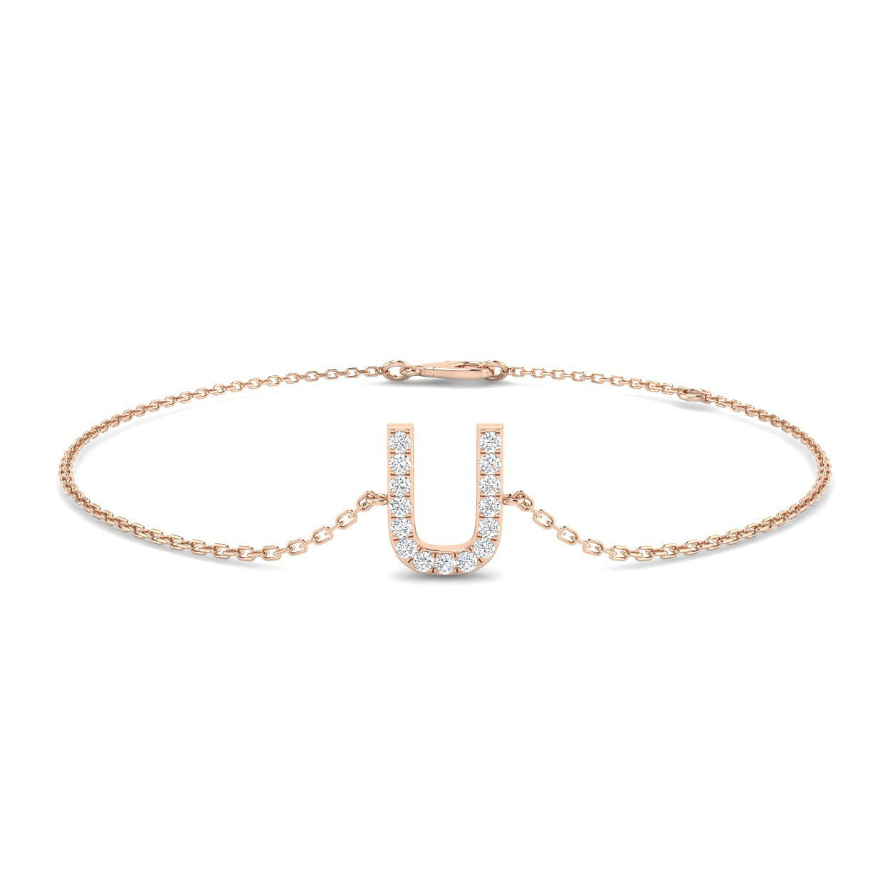 Lobster Claw Clasp 18K Gold Initial U Bracelet