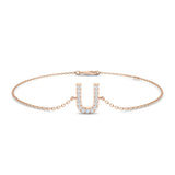 Lobster Claw Clasp 18K Gold Initial U Bracelet