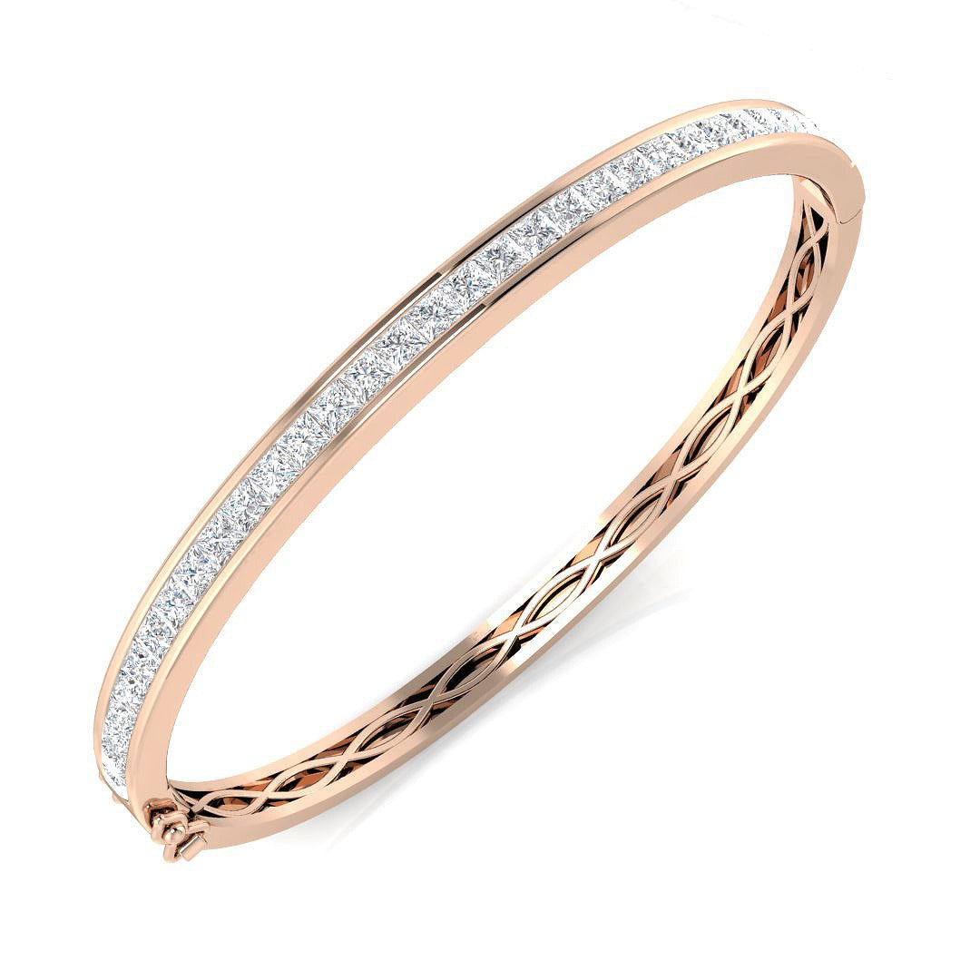 Clover Diamant-Kettenarmband mit Lünetten- und Pavé-Fassung aus Naturdiamanten in Platin