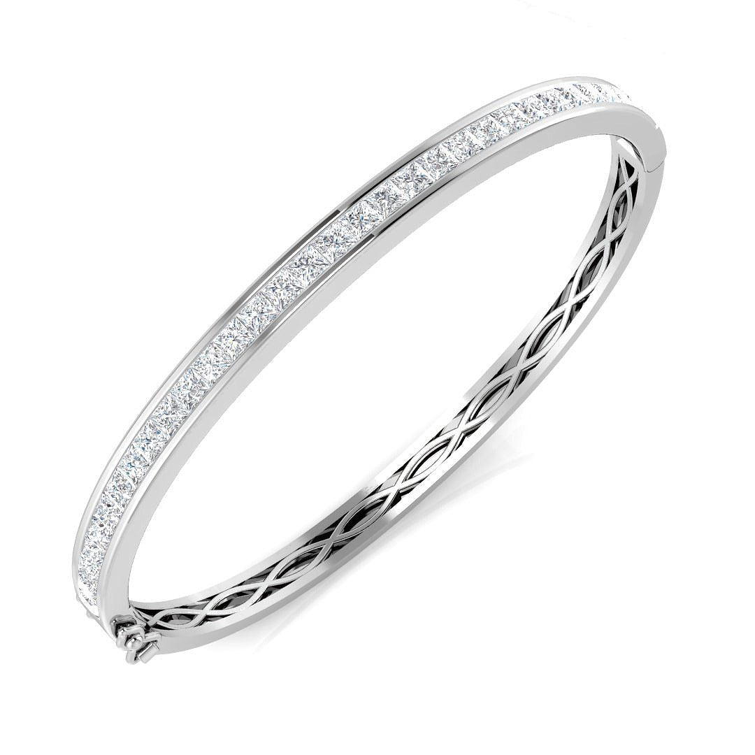 Clover Diamant-Kettenarmband mit Lünetten- und Pavé-Fassung aus Naturdiamanten in Platin