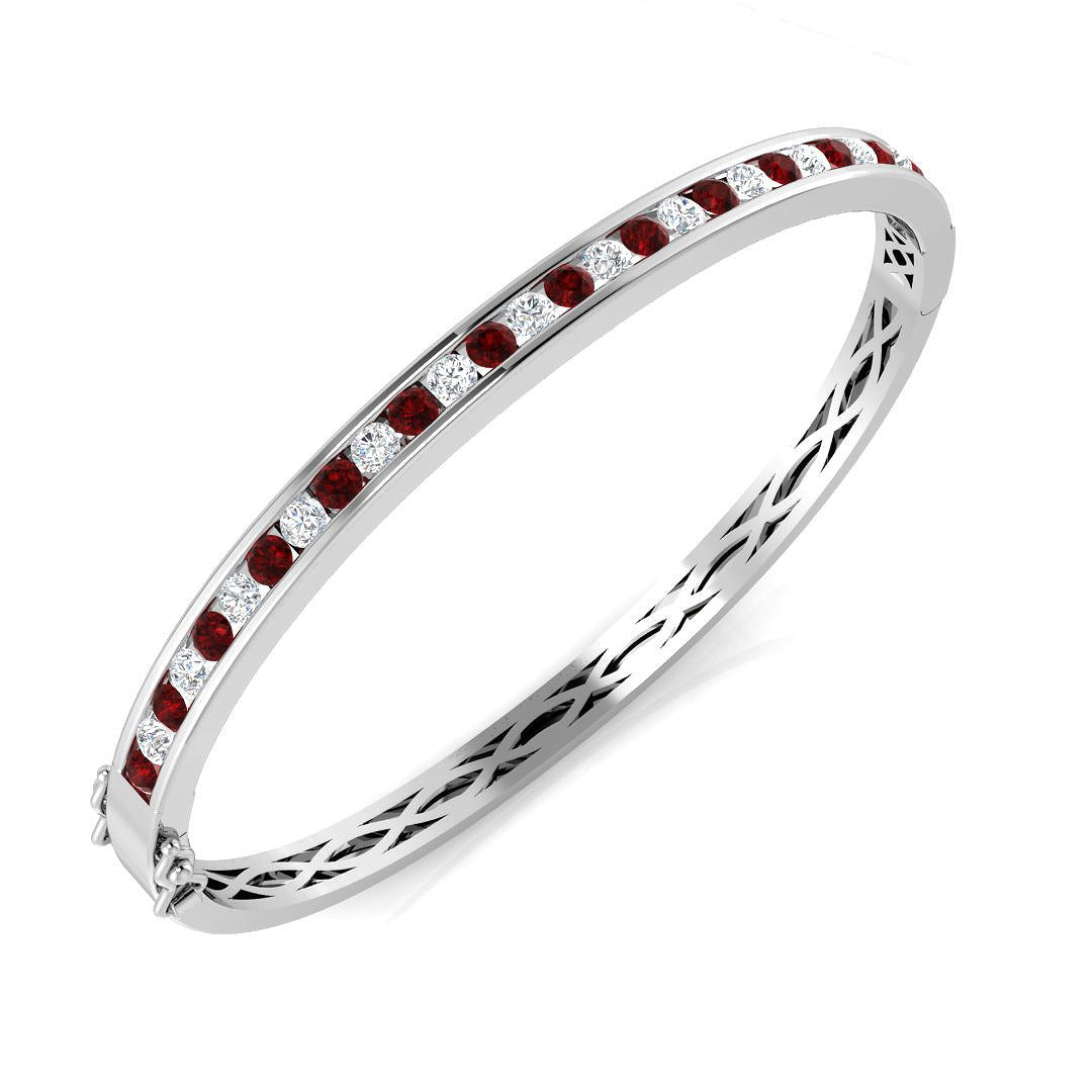 Bracelet de tennis de luxe en or et platine, serti de diamants ronds.