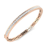 Natural Round Channel Set Diamond Bangle in 9K Yellow Gold with Hinged Box Clasp