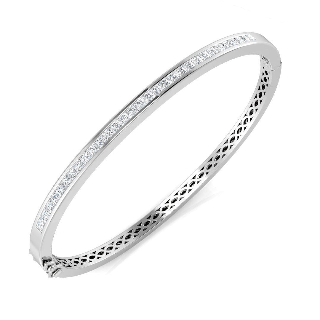 Clover Diamant-Kettenarmband mit Lünetten- und Pavé-Fassung aus Naturdiamanten in Platin