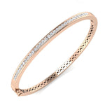 Natural Round Channel Set Diamond Bangle in 9K Yellow Gold with Hinged Box Clasp