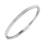 Natural Diamond Channel Set Half Eternity Bangle in 18K Yellow Gold with Hinged Lock
