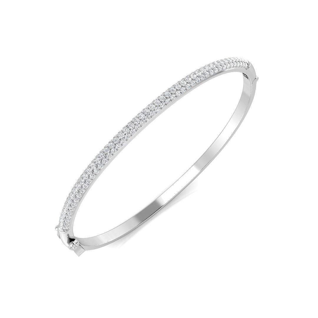 18K Yellow Gold Lab Grown Diamond Slim Pave Set Bangle Luxury Diamond Bangle With Lock