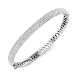 9K White Gold Lab Grown Diamond Multi Row Pave Bangle Luxury Wide Diamond Bangle