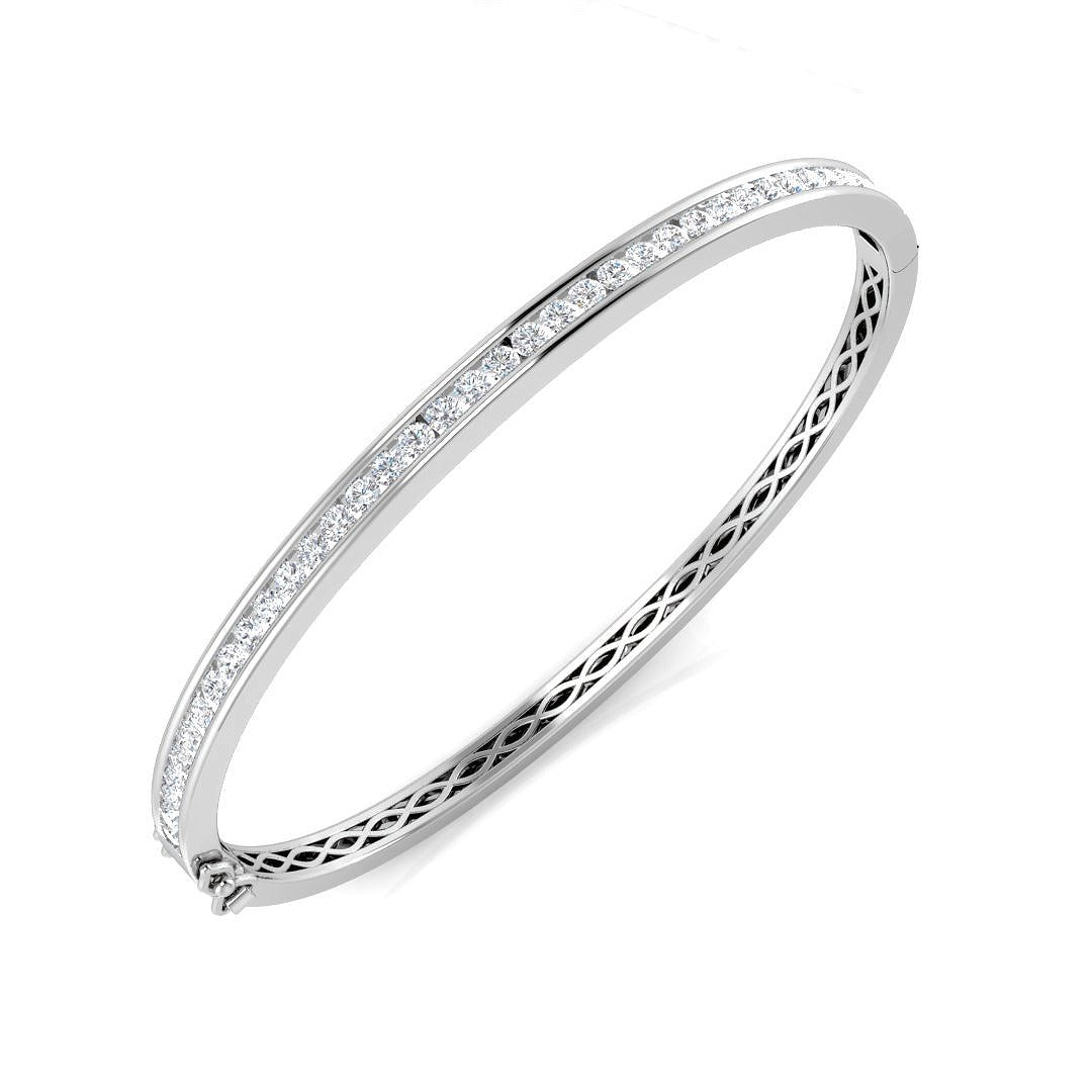 Natural Diamond Channel Set Half Eternity Bangle in 18K Yellow Gold with Hinged Lock