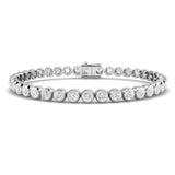 Natural Round Bezel Set Diamond Tennis Bracelet in Platinum with Secure Box Clasp - Line Bracelet