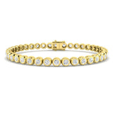 Natural Round Bezel Set Diamond Tennis Bracelet in Platinum with Secure Box Clasp - Line Bracelet