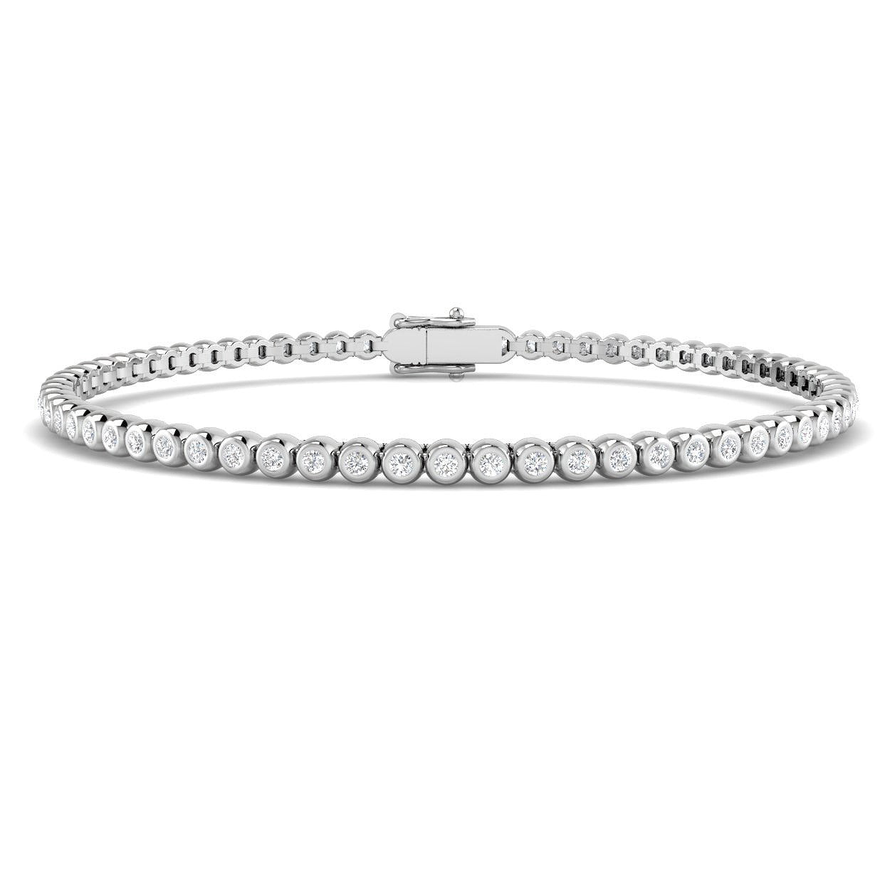 Clover Diamant-Kettenarmband mit Lünetten- und Pavé-Fassung aus Naturdiamanten in Platin