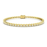 Natural Round Bezel Set Diamond Tennis Bracelet in Platinum with Secure Box Clasp - Line Bracelet