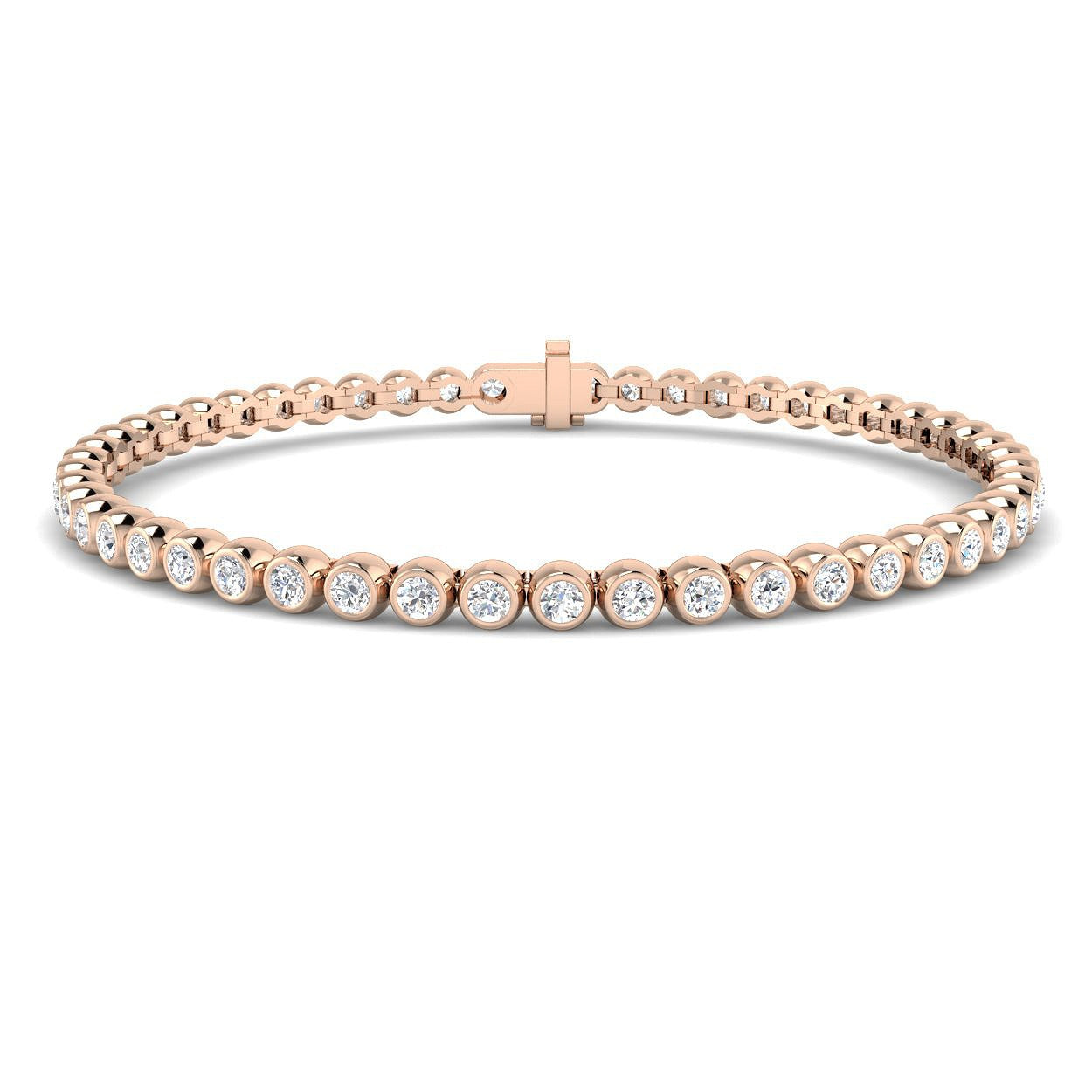 Clover Diamant-Kettenarmband mit Lünetten- und Pavé-Fassung aus Naturdiamanten in Platin