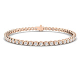 Natural Round Bezel Set Diamond Tennis Bracelet in Platinum with Secure Box Clasp - Line Bracelet