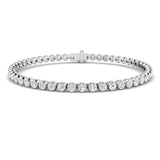Natural Round Bezel Set Diamond Tennis Bracelet in Platinum with Secure Box Clasp - Line Bracelet