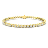 Natural Round Bezel Set Diamond Tennis Bracelet in Platinum with Secure Box Clasp - Line Bracelet