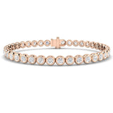 Natural Round Bezel Set Diamond Tennis Bracelet in Platinum with Secure Box Clasp - Line Bracelet