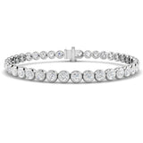 Natural Round Bezel Set Diamond Tennis Bracelet in Platinum with Secure Box Clasp - Line Bracelet