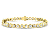 Natural Round Bezel Set Diamond Tennis Bracelet in Platinum with Secure Box Clasp - Line Bracelet