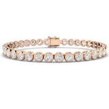 Natural Round Bezel Set Diamond Tennis Bracelet in Platinum with Secure Box Clasp - Line Bracelet