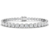 Natural Round Bezel Set Diamond Tennis Bracelet in Platinum with Secure Box Clasp - Line Bracelet