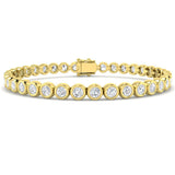 Natural Round Bezel Set Diamond Tennis Bracelet in Platinum with Secure Box Clasp - Line Bracelet