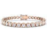 Natural Round Bezel Set Diamond Tennis Bracelet in Platinum with Secure Box Clasp - Line Bracelet