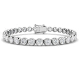 Natural Round Bezel Set Diamond Tennis Bracelet in Platinum with Secure Box Clasp - Line Bracelet