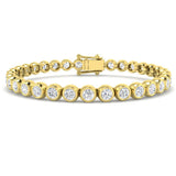 Natural Round Bezel Set Diamond Tennis Bracelet in Platinum with Secure Box Clasp - Line Bracelet