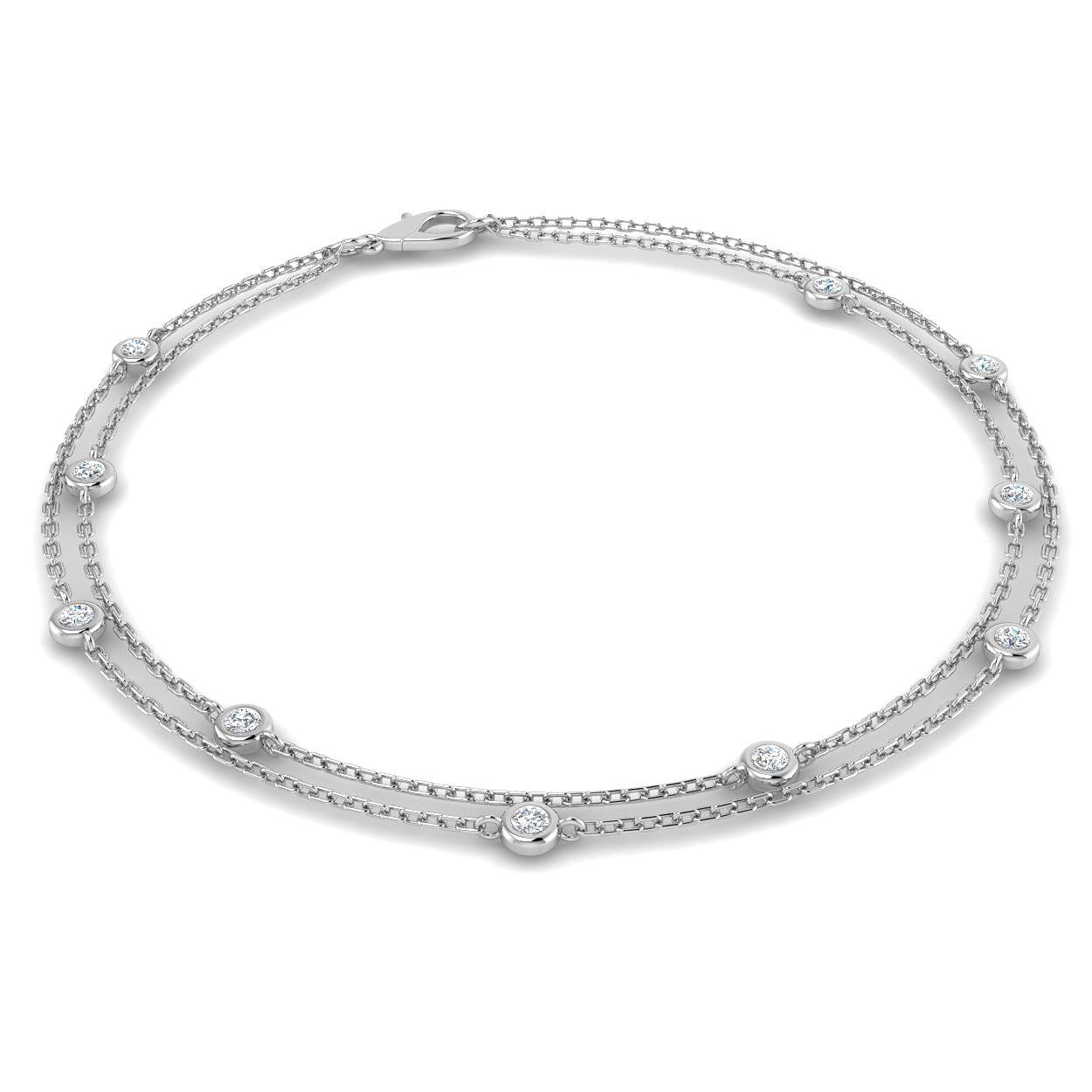 Round Diamond Bracelet, 18K Yellow Gold Bracelet, Gold Diamond Bracelet, Delicate Chain Bracelet