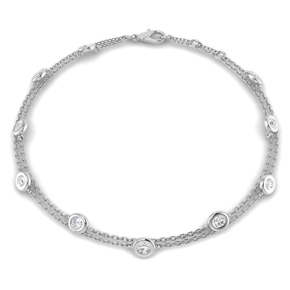 Round Diamond Bracelet, 18K Yellow Gold Bracelet, Gold Diamond Bracelet, Delicate Chain Bracelet