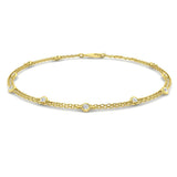 Natural Diamond Bracelet, Bezel Set Diamond Bracelet, Double Chain Bracelet, Diamond Station Bracelet
