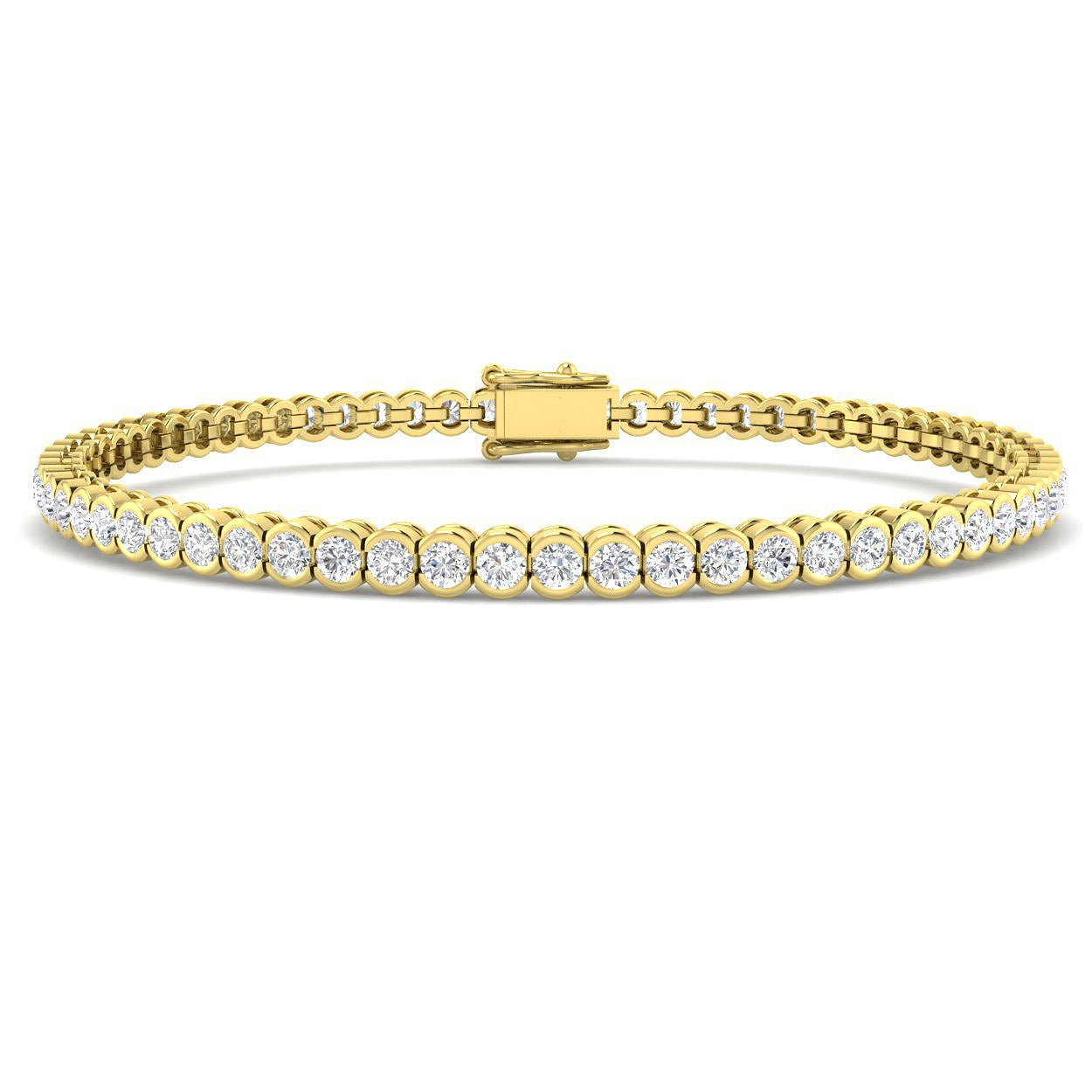 Semi Bezel Diamond Bracelet, Round Diamond Bracelet, Lab Diamond Tennis Bracelet