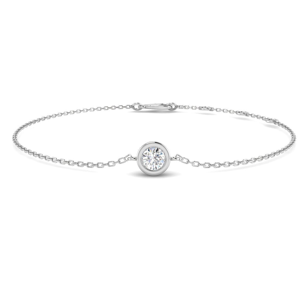 Natural Diamond Bracelet, Solitaire Diamond Bracelet, Bezel Set Diamond, 9K Yellow Gold Bracelet
